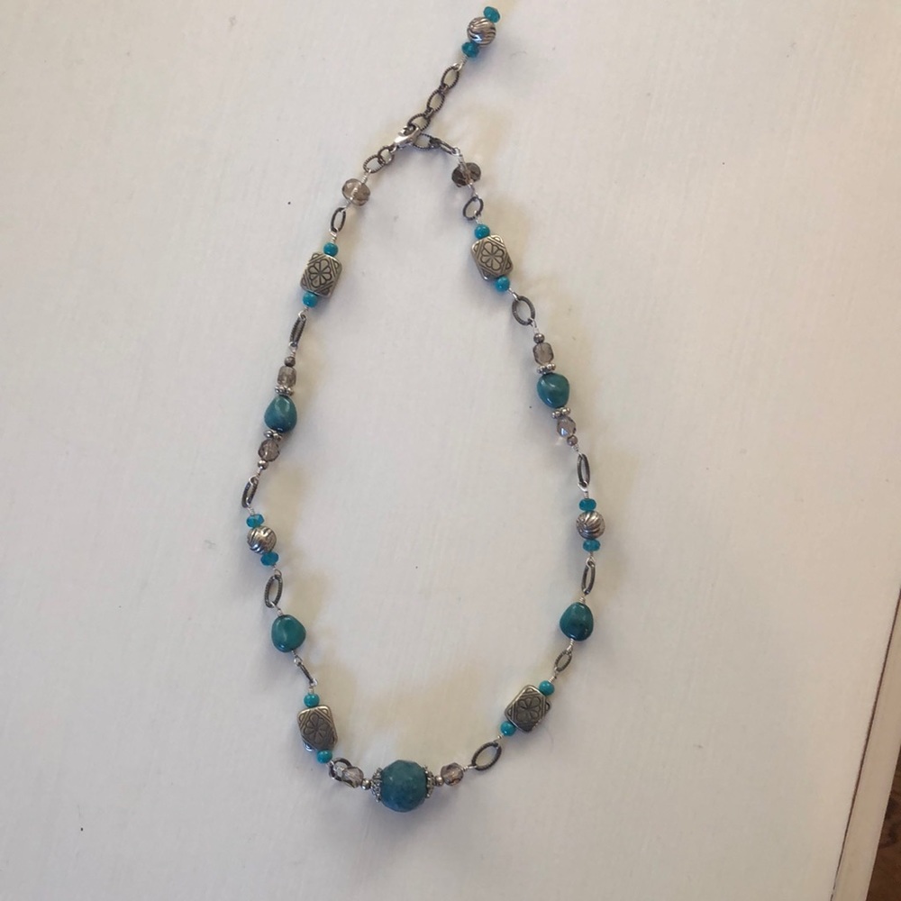 Necklace • Turquoise & Siver • 17”